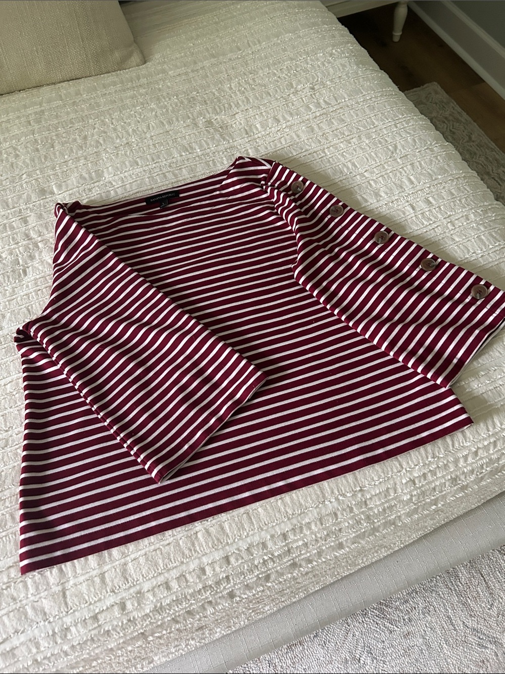 Banana Republic Burgundy and White Striped Top